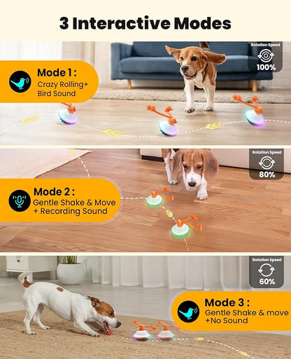 Xeuch Interactive Dog Toys, Automatic Moving and Rolling LED Light Up Dogs Ball with Rope, Motion-Activated Wicked Ball for Small Medium Pup, Stimulation Toy for Boredom Relief