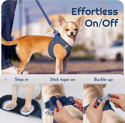 Eagloo Small Dog Harness and Leash Set, Step in Puppy Vest with Breathable Soft Mesh, Walking Reflective Pet Harness for Medium Small Dogs, Navy Blue, L