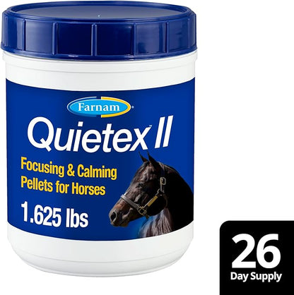Farnam Quietex II Horse Calming Supplement Pellets, Helps Manage Nervous Behavior and Keep Horses Calm & Composed in Stressful Situations, 1.625 Lbs, 26 Day Supply (Pack of 6)