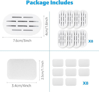 DOOOB Cat Water Fountain Filters, 16 Pack Cat Fountain Filter, Cat Fountain Replacement Filters for DOOOB Stainless Steel Cat Water Fountain, Pet Water Fountain Filters (8 Filters & 8 Sponges)