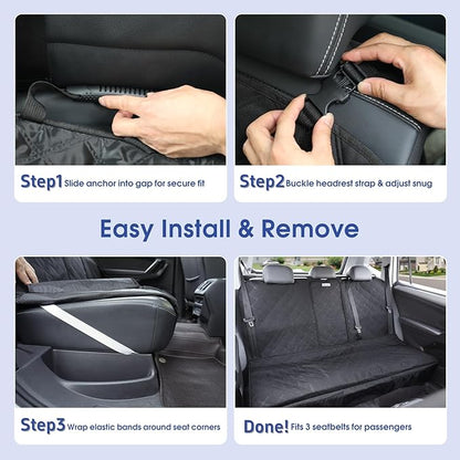 ALLANSING Upgraded 900D Heavy Duty Dog Back Bench Seat Cover, Car Seat Protector, Fits Compact Cars & SUVs, 3 Seatbelts & Armrest Compatible, Waterproof Nonslip Pet Backseat Cover for Dogs & Kids