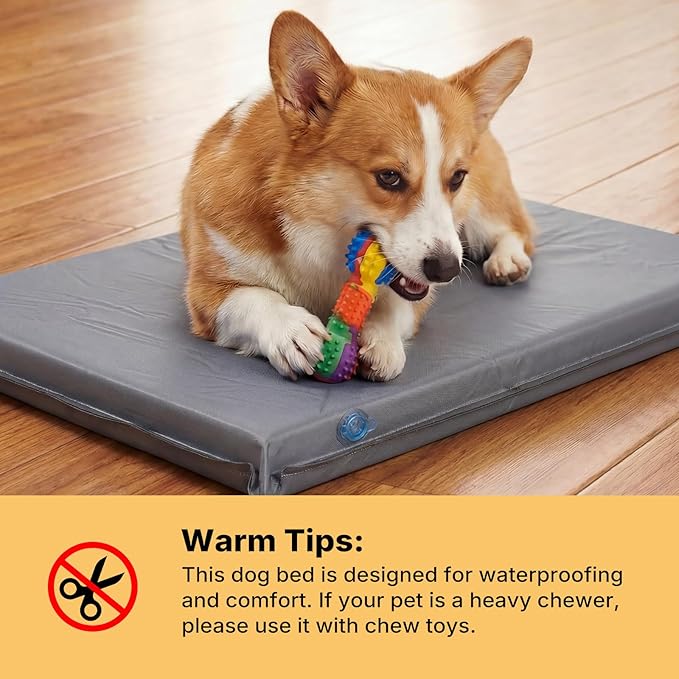 Veehoo Outdoor Waterproof Dog Bed, Water-Resistant Orthopedic Dog Bed for Small Medium Dogs 30 Inch Pet Bed Crate Pad Mattress, Gray
