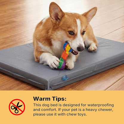 Veehoo Outdoor Waterproof Dog Bed, Water-Resistant Orthopedic Dog Bed for Small Medium Dogs 30 Inch Pet Bed Crate Pad Mattress, Gray