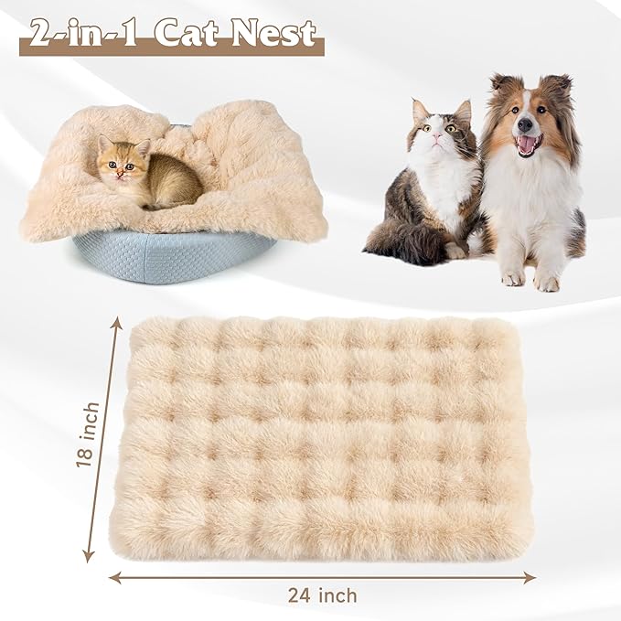 Self Warming Cat Bed, Self Heating Cat Mat & Warming Pad with Plush Fleece 18"x24", Non-Slip – Indoor Heated Cats Pad for Kittens, Small Dogs & Senior Pets