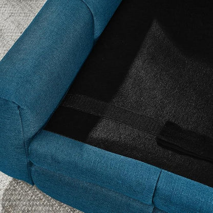 Dog Couch Bed with Backrest and Armrest, Durable Pet Sofa with Soft Foam Cushion, Elevated Dog Couch Bed with Legs for Medium and Large Dogs, Blue