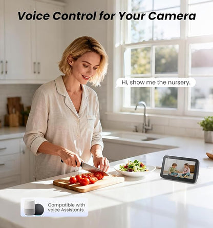 Veise 2K Indoor Security Camera 2.4GHz, 360° Pan/Tilt Pet Camera with Motion Tracking, Baby Monitor, 2-Way Audio, Night Vision, Cloud/SD Storage, Compatible with Voice Assistant, White