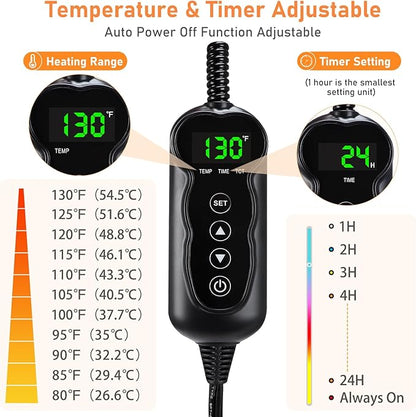 INVENHO Heated Cat Bed, Waterproof Adjustable Temperature Dog Cat Heating Pad with Timer, Indoor Pet Heating Pad for Cats Dogs Electric Pads for Dogs Cats, Pet Heated Pad (S: 18" x 16")