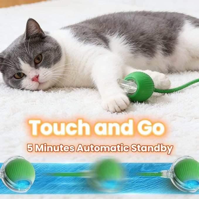 Interactive Rotating Cat Ball Toy, 360 Smart Rolling Ball Electric, Automatic Moving for Cats & Kittens (Yellow)