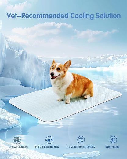 Dog Cooling Mat - Instant Cooling Pet Bed for Dogs & Cats, 6-12°F Drop, Non-Toxic & Machine Washable, Anti-Slip Bottom, Cool Mat for Indoor & Travel Use Light Blue 42" x 28"