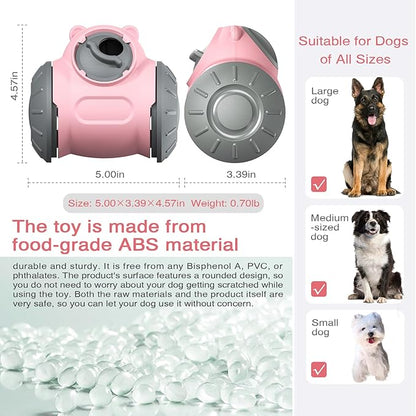 2026 Interactive Dog Dispenser Toy - Premium Food for Smart Dogs - Adjustable Food Puzzle for Small Medium and Large Dogs for Large/Medium/Small Aggressive Chewers Breed Pet Cat Color Pink
