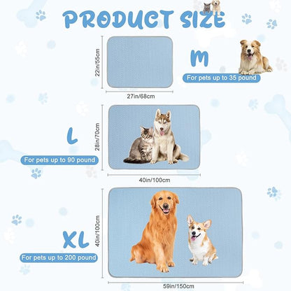 Buvlnee Summer Dog Cooling Mat Washable Ice Silk Self Cool Pad for Small Medium Large Dogs and Cats, Pet Sleeping Pad for Crate, Bed, Indoor & Outdoor Floor, Car Seats