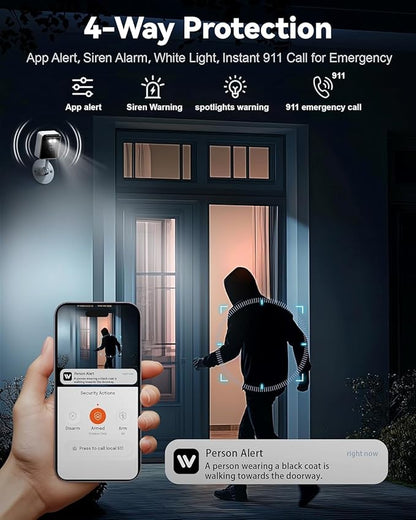 2.4/5GHz Home Cameras Indoor, 2K Security Camera Indoor for Dog/Pet/Nanny/Baby with US Phone App, AI Text Recognition, Smart Search, Color Night Vision,2 Way Talk Mini Cam,Human Detection,4 Packs