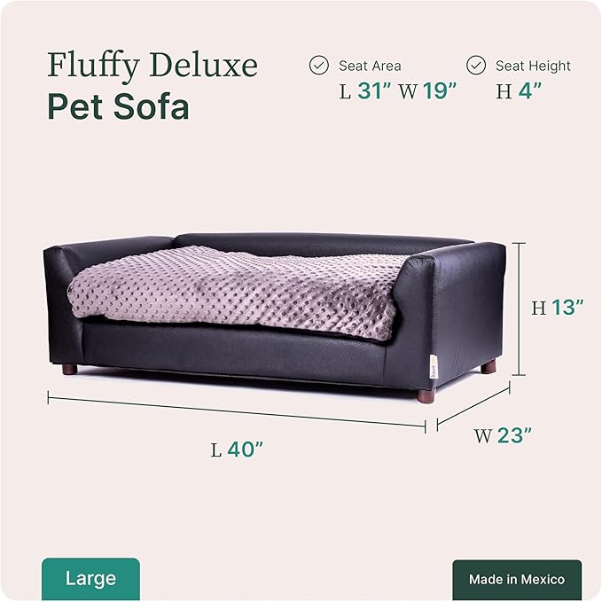 Keet Fluffy Deluxe Pet Bed, Charcoal, Large (40x23x13)