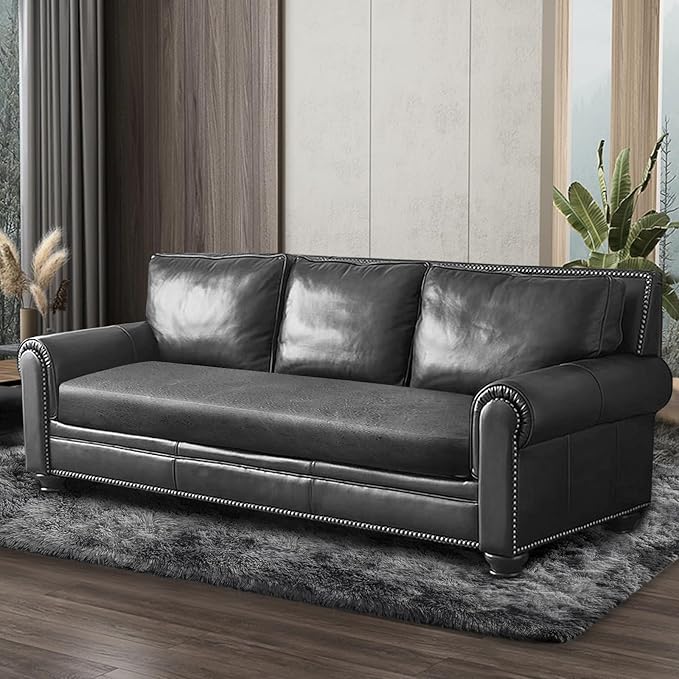 ANARACHON Leather Look Couch Cushion Covers Sofa Seat Slipcovers Sets Couches Furniture Protector for Sectional Armchair Loveseat Pets Kids Stretch Spandex Fabric (1 Cushion XL Sofa, Light Grey)