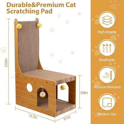 YEMOO Cat Scratcher, Cat Scratching Board, L Shaped Vertical Cat Scratcher for Wall and Couch Protection, Cat Cardboard Scratcher with 4 Ball Toys for Indoor Cats