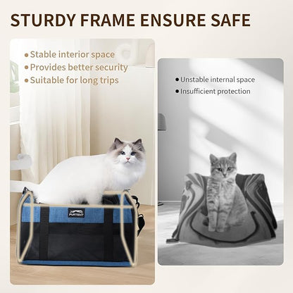 TSA Pet Carrier Airline Approved for Small Cats and Puppy, Cat Carrier Soft Fits Pets Up to 15 lbs, Dogs Carrier Bag with Litter Box Foldable, Ideal for Travel, Car Rides, and Vet Visits