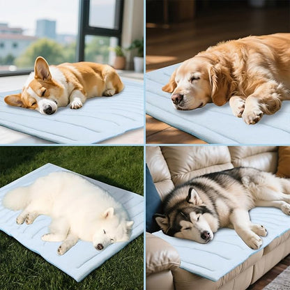BECEMURU Dog Cooling Mat, Thickened Soft Pet Cooling Pad for Summer, 48"x28" Pet Bed for Crate Kennel Sofa, Q-MAX＞0.45, Non-Gel Coolness, Machine Washable & Durable - Keep Pet Cool and Comfortable