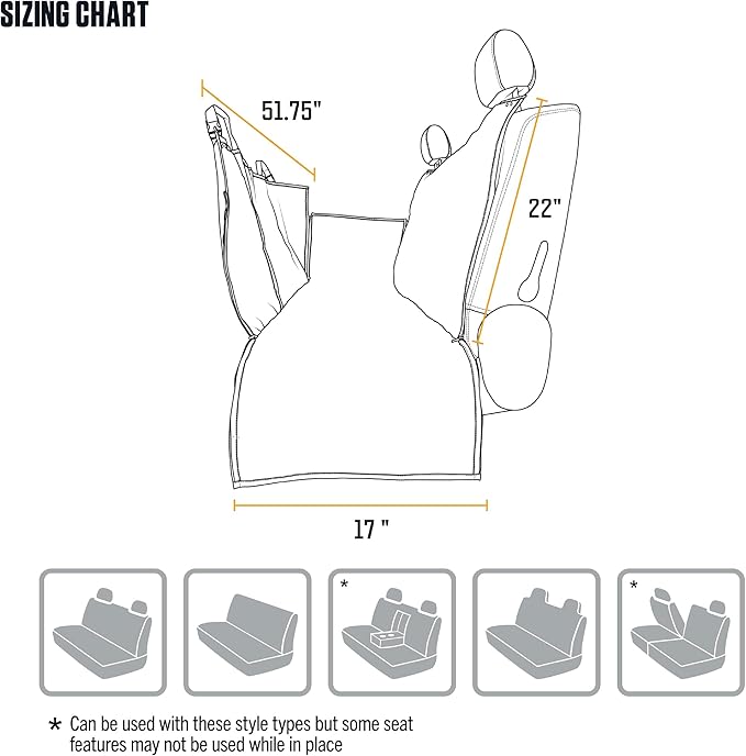 Carhartt Universal Fitted Nylon Duck Pet Hammock, Dog Back Seat Cover, Black