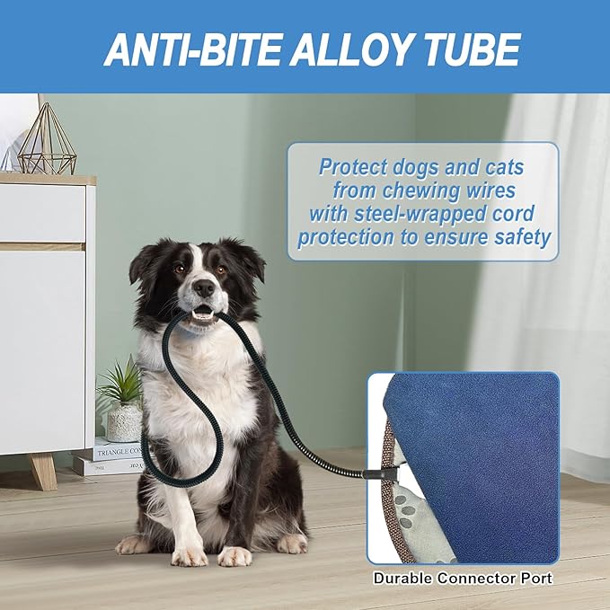 Bestio Cat Heating Pad，16 in Dog Cat Heating Pad with Timer,Obtain UL & MET certificat with Smart Thermostat Switch (1-24 Hours),Indoor Pet Heating Pad for Cats Dogs, Rabbit Pet Heated Pad -Blue
