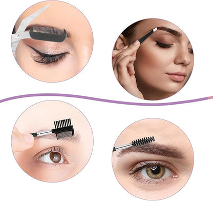 Professional Eyebrow Shaping Grooming Kit,8PCS/SET Eyebrow Grooming Kit with Leather Bag Eyebrow Trimming Kit With Razor Eyebrow Scissors Eyebrow Brush for Women & Men(Black)