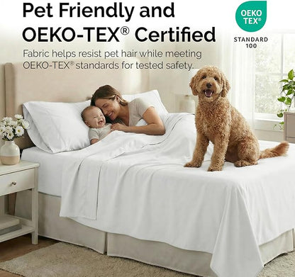 Southshore Fine Living, Inc. 6-Piece Full Size Bed Sheets Set, Deep Pocket Hotel Collection Full Size Sheets with Fitted and Flat Sheet, Standard Size Pillowcases Set of 4, White Sheet Set