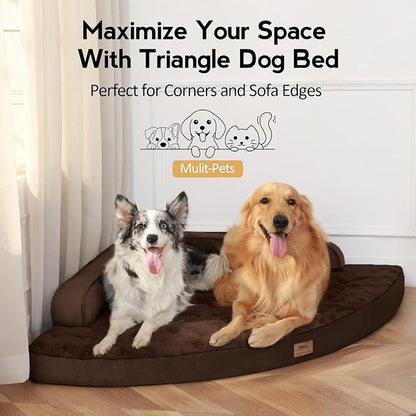 MEKIY Large Orthopedic Dog Bed with Sides XXL Dog Beds with Removable Washable Cover Non-Slip Waterproof Pet Bed for Extra Large Dogs - Brown XXL