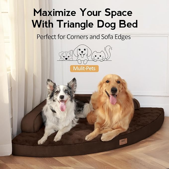 MEKIY Large Dog Bed - XL Orthopedic Egg-Crate Memory Foam Dog Beds with Removable Washable Cover, Waterproof Pet Beds with Non-Slip Bottom, Brown