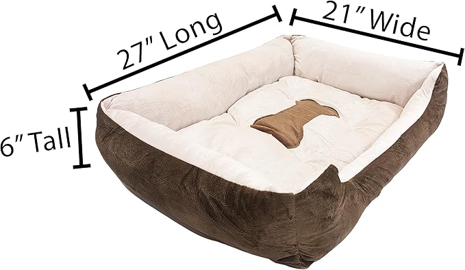 SciencePurchase Medium 27" × 21" Luxury Pet Bed for Dogs or Cats - Super Soft, Machine Washable with Waterproof Non-Slip Underside, Low Wall for Easy Entering & Exiting, Folds for Travel & Storage