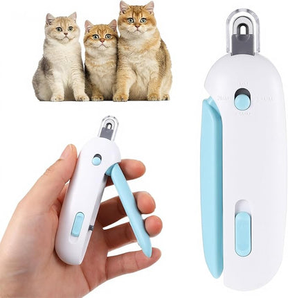 Lusofie Pain-Free Cat Nail Clippers for Indoor Cats - Quick & Safe Claw Trimmer with Guard to Prevent Overcutting, Anti-Splash Design & Hidden Nail File | for Kittens & Adult Cats