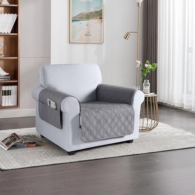 VANSOFY Couch Cover, Waterproof Sofa Covers Washable Slipcover Furniture Protector Couch Seat Covers Non-Slip Couch Cover for Dogs, Pets(Chair, Light Gray)