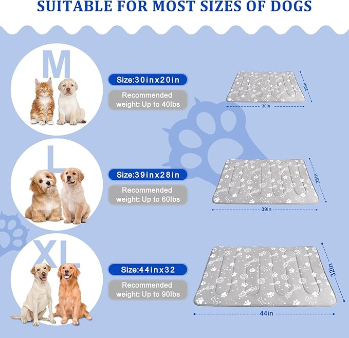 MH MYLUNE HOME Upgrade Cooling Mat for Pets,30”x20” 300g Reinforced Padding &Cool-Chill Fiber, Heat-Absorbing Color-Changing Pet Pad, Foldable Summer Bed