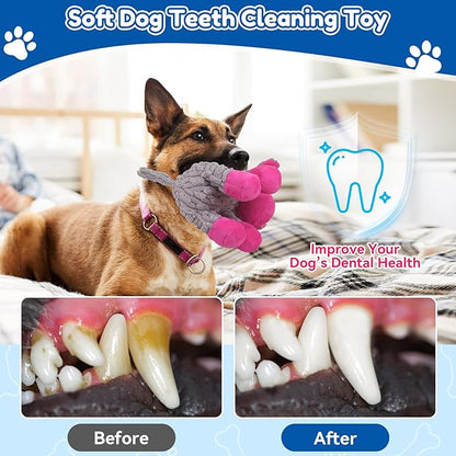 loncoldy Plush Chew Toys for Large Dogs, Tough Crinkle Stuffed Animal Squeaky Interactive Toys for Small Medium Large Dogs, Keep Them Busy, Big Pet Toys