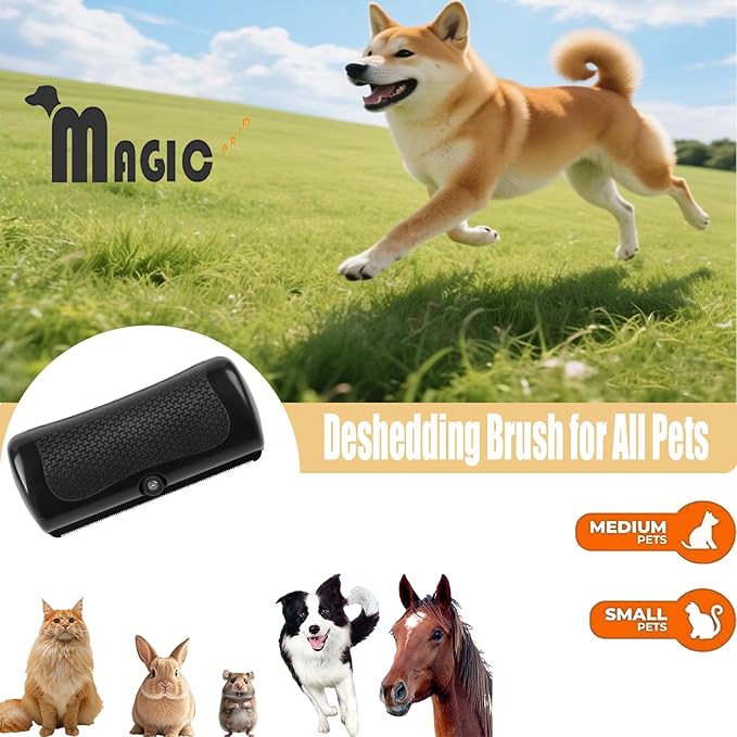 Dog Deshedding Brush for Dogs and Cats - Professional Undercoat Grooming Tool for Short & Long Hair Pets - Remove Loose Hair, Fur, Dust & Dander - Effective Shedding Brush for Shedding Control - Black