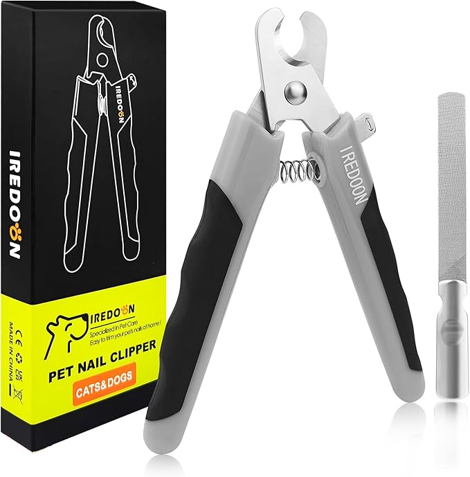 IREDOON Dog Nail Clippers and Trimmer, Ultra-Sharp Pet Nail Clippers with Nail File for Grooming - Dog Claw Care for Small & Large Dog