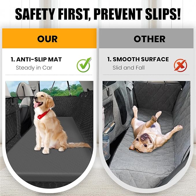 Dog Car Bed for Back Seat Cover, Supportive Foam Pet Mat Cushion for Car Backseat Extender with Removable Cover, Common Size for Sedan, SUV & Truck, Easy Clean