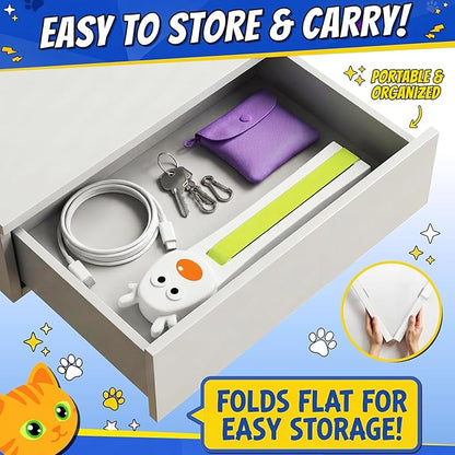 Interactive Cat Toys for Indoor Cats - Automatic Cat Toys with Motorized String Action, Sticking Door/Walls Electric Enrichment Stimulation Kitty Toy for Bored Indoor Adult & Kitten Cats (White)