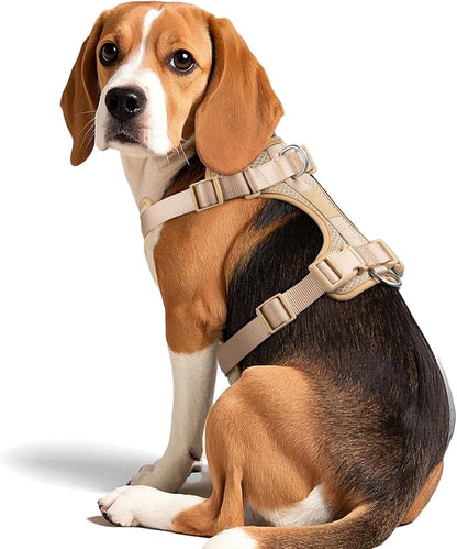 Wisedog Dog Harness Medium Sized, Pet Vest with Front Clip, Adjustable Puppy Harness with 3 Fast Release Buckles[Easy to Put on & Take Off] (Sand Color, M)