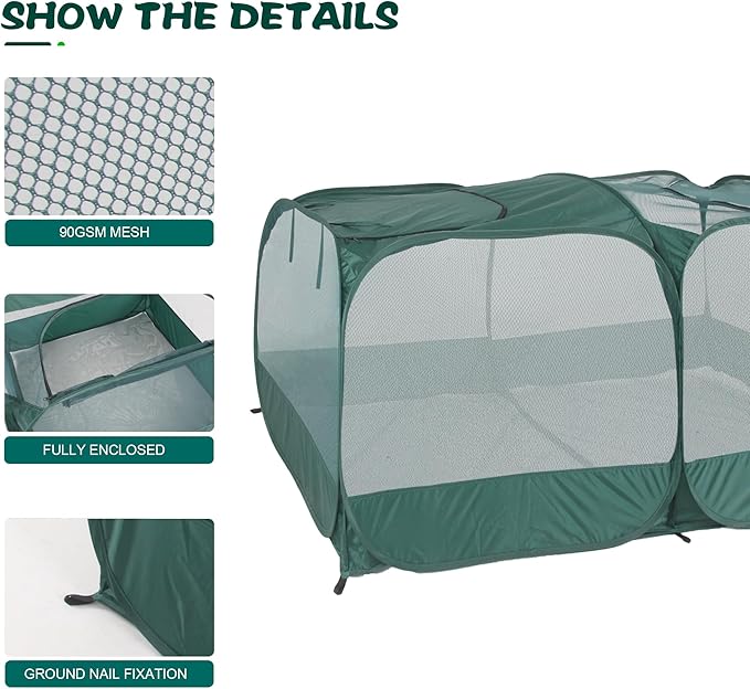 Foldable Portable Pet Playpen, Pop-Up Breathable Mesh Small Animal Cage with Transparent Walls & Bottom, Outdoor Indoor Small Animal Enclosures Tent for Lizards,Cats,Chickens,Rabbits (2M)