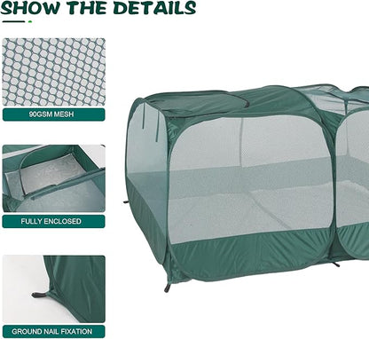 Foldable Portable Pet Playpen, Pop-Up Breathable Mesh Small Animal Cage with Transparent Walls & Bottom, Outdoor Indoor Small Animal Enclosures Tent for Lizards,Cats,Chickens,Rabbits (2M)