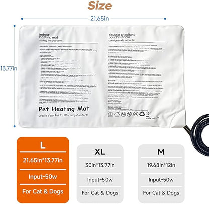 Cat Heating Pad for Bed Wamming: Electric 21.65"x13.77" Heated Cozy Mat with Removable Washable Cover Indoor Pet House Pillow Blanket for Puppy Kitty Nap Winter Reliefwith Auto Temperature Adjustment