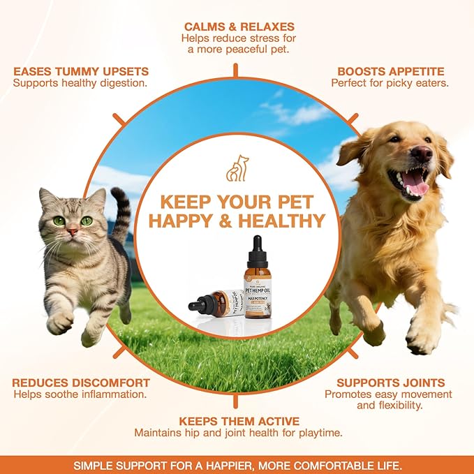 (2 Packs) Неmp Oil for Dogs Cats, Organic Pet Calming Drops, Cat Dog Anxiеty Relief & Strеss & Pаin Rеlief for Dogs, Supports Rеlaxation & Slеep, Hip Joint Health