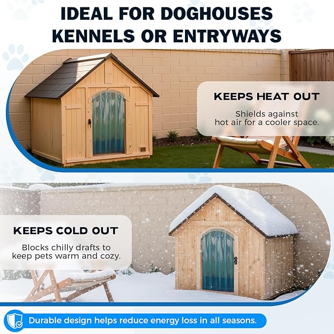 9.8 in x 4.9 ft Dog Door Replacement Flaps, Transparent Vinyl Strips for DIY Doghouse or Cat Door, Weather Resistant, Easy to Cut & Install