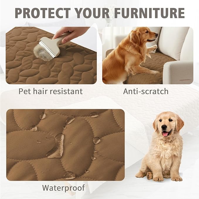 Ameritex Waterproof Pet Bed Cover Anti-Slip Dog Bed Blanket for Sofa and Furniture Waterproof New Pattern Design (Camel, 30x70 Inch (Pack of 1))
