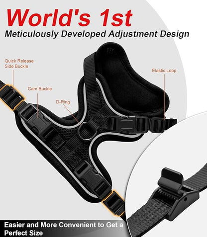 Cat Harness and Leash for Walking Escape Proof Soft Adjustable Cat Leash Breathable Comfortable Vest Easy to Wear Kitten Harness for Outdoor Travel (Black, M (13-18lb))
