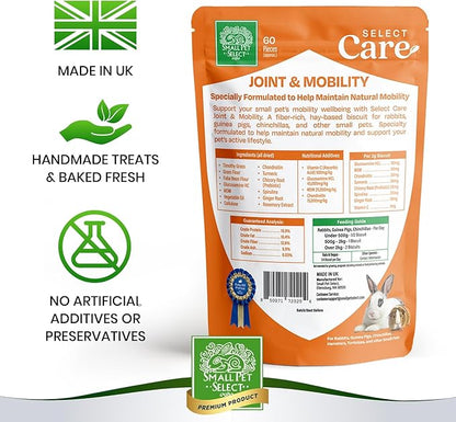Small Pet Select - Select Care Joint Mobility Support Supplement, Natural High Fiber Timothy Hay Based Treats for Rabbits, Guinea Pigs, Hamsters, Other Small Animals, 4.2 oz