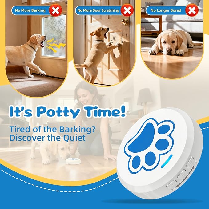 ChunHee Dog Bells to Go Outside - Bell for Dogs to Ring to Go Potty | Chew-Proof Dog Door Bell | 0-115dB Adjustable Volume & 28 Ringtones | Bells for Dog Training to Go Outside Without Barking