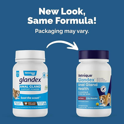 Vetnique Glandex for Dogs Anal Glands Supplement Powder Digestive Health with Fiber, Pumpkin, Digestive Enzymes & Dog Probiotics - Boot the Scoot (2.5oz Powder, Beef Liver)