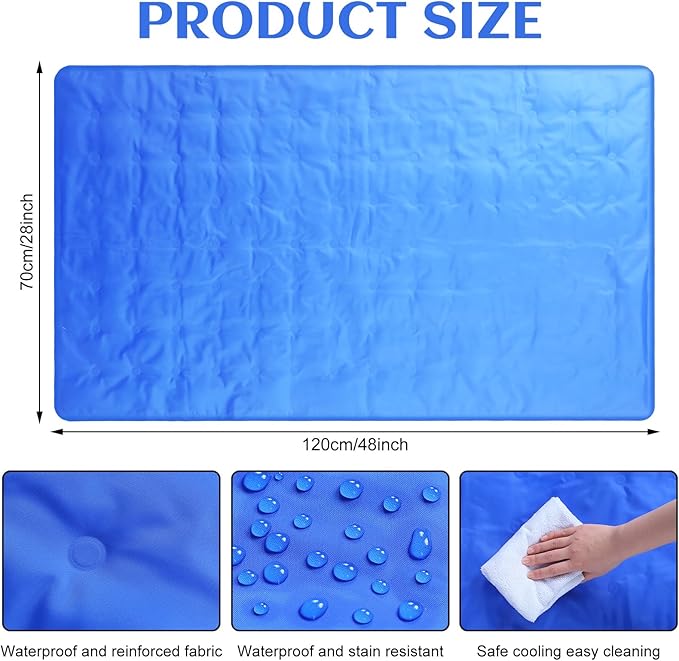 Drydiet Cooling Pad Mat for Sleep Cooling Mattress Pad Gel for Bed, Relieve Pain, Summer Hot Flashes, Adult, Pets, No Water or Electricity Required(Plain,Blue,48 x 28 Inch)