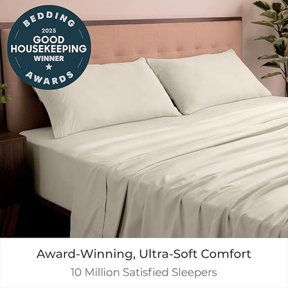 Mellanni King Sheets Set - 4 PC Iconic Collection Bedding - Hotel Luxury, Extra Soft, Cooling Bed Sheets - Wrinkle, Fade, Stain Resistant (King, Golden Ivory)