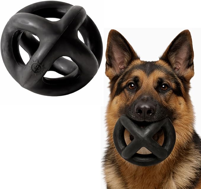 Monster K9 Ring Ball — for Toughest Chewers – Lifetime Guaranteed - Durable Dog Toy for Aggressive Chewers - Safe, Non-Toxic Natural Rubber - Chew, Tug & Fetch - Heavy Duty - 5.5” Solid Rubber